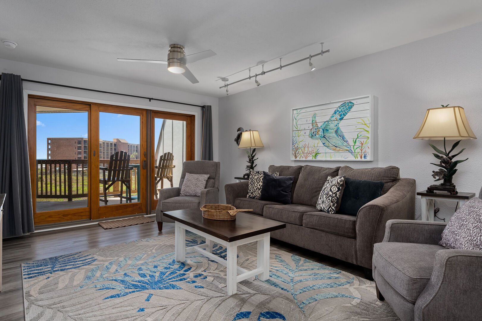 Living room with sofa and balcony
