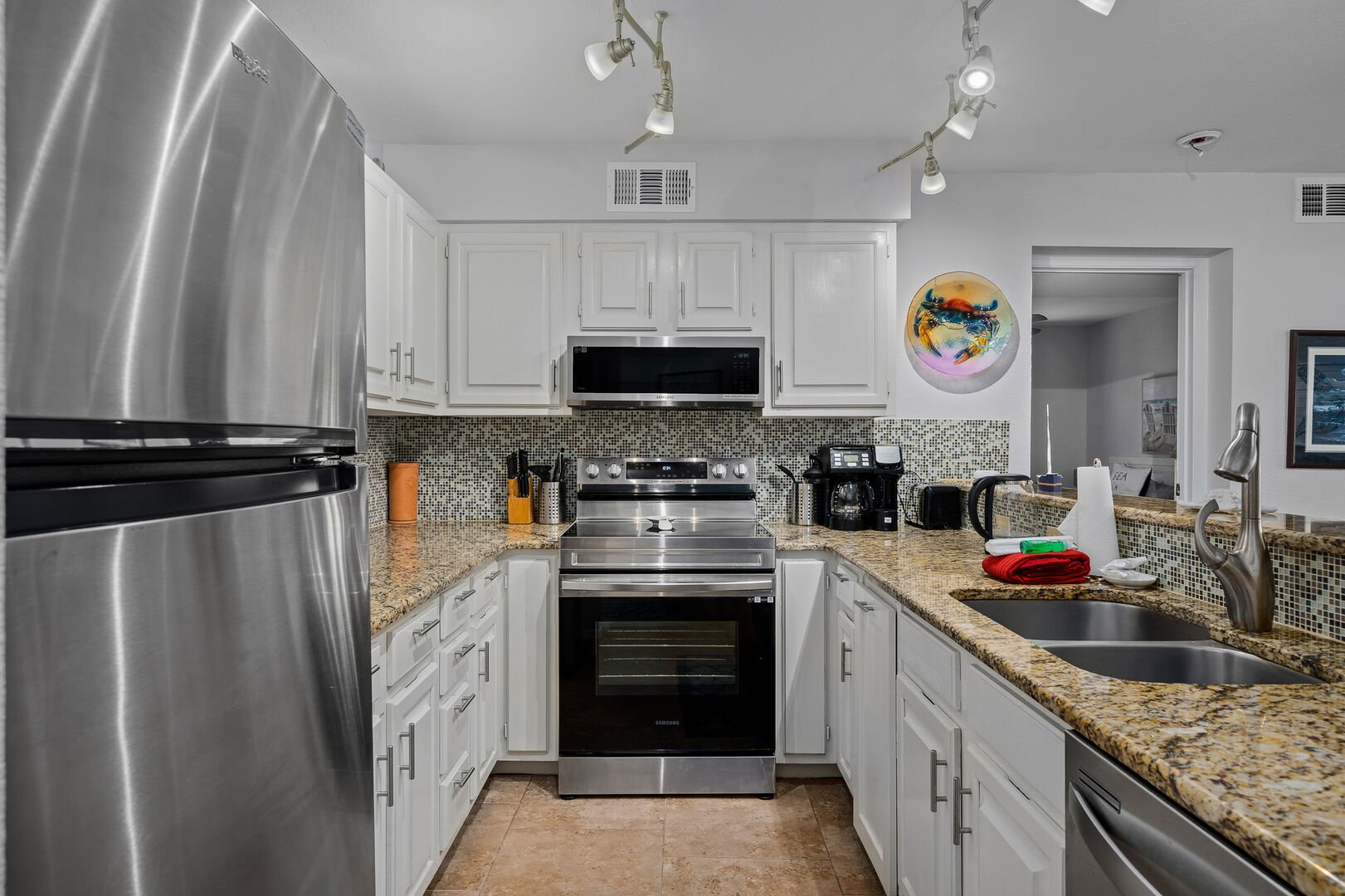 Kitchen with fridge and stove