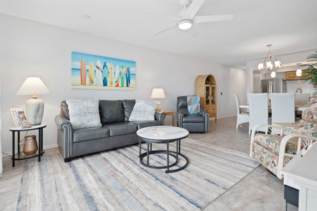 Living room in one of our Port Aransas rentals