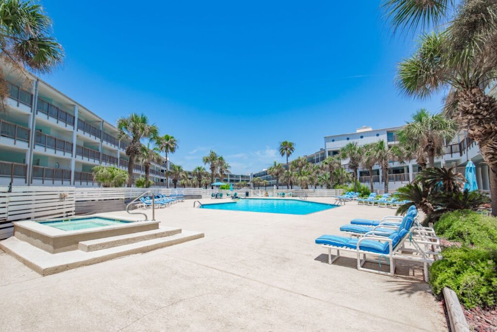 Pool area at La Mirage Condominiums